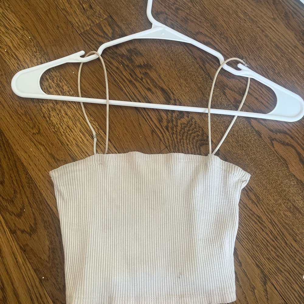 Elegant Cream Ribbed Women's Top